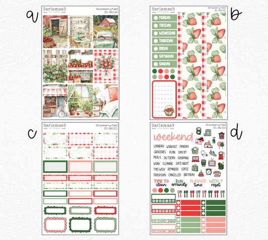 Vertical Weekly Kit, Strawberry Field, V-362