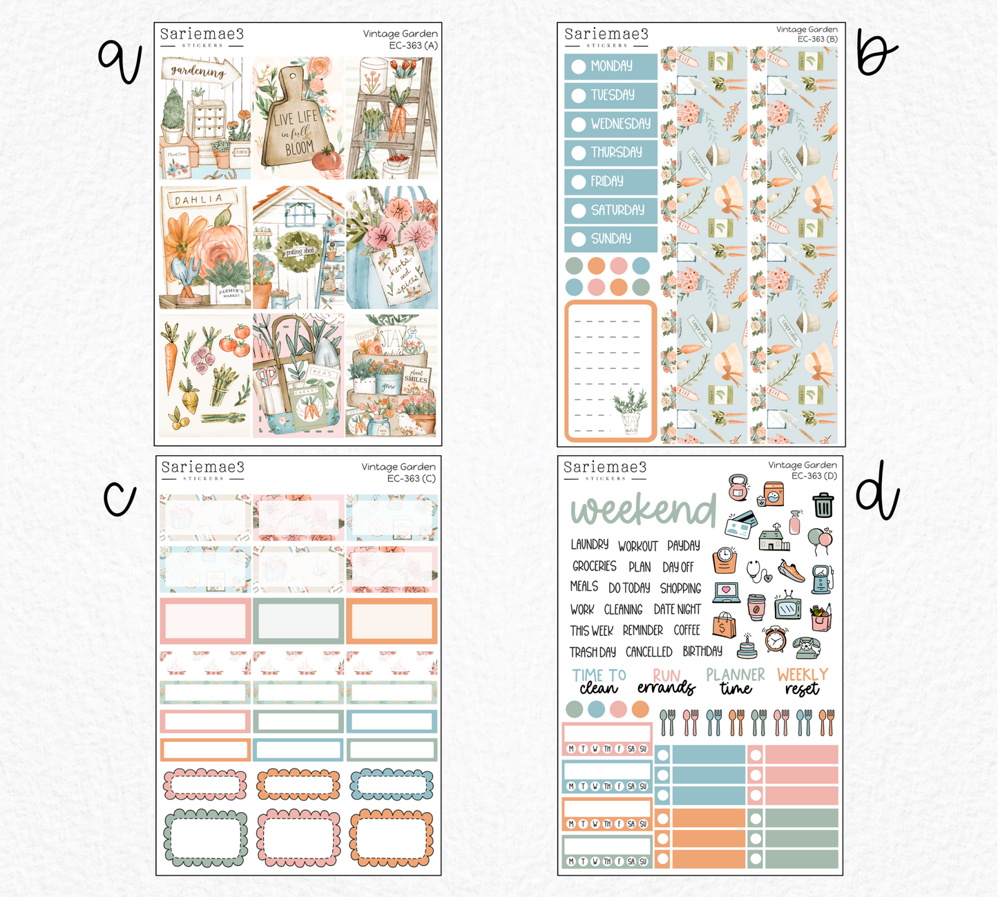 Vertical Weekly Kit, Vintage Garden, V-363