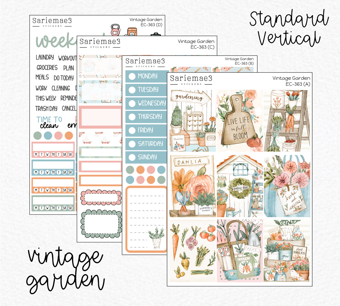 Vertical Weekly Kit, Vintage Garden, V-363