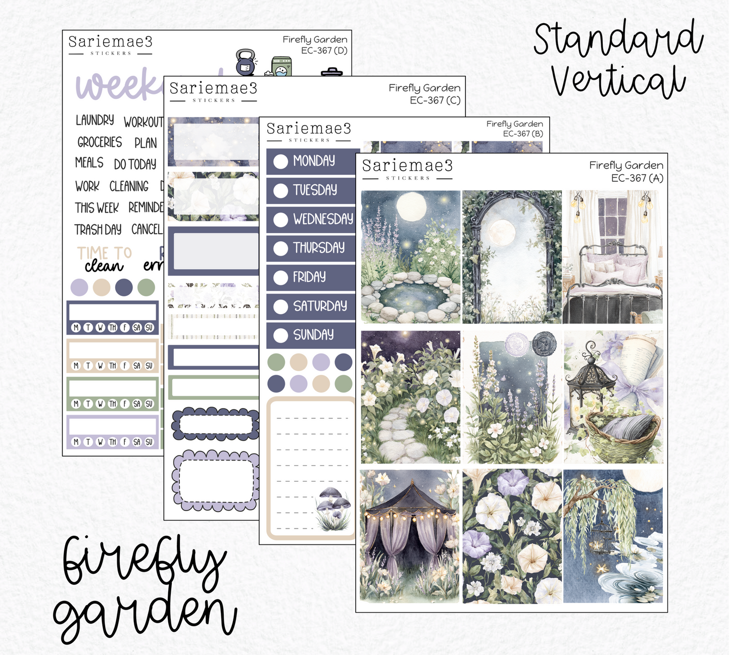 Vertical Weekly Kit, Firefly Garden, V-367