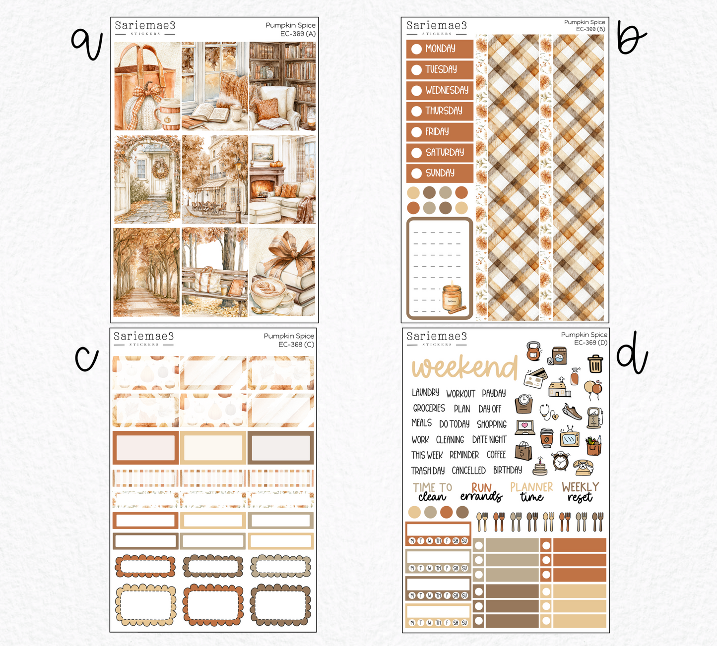 Vertical Weekly Kit, Pumpkin Spice, V-369