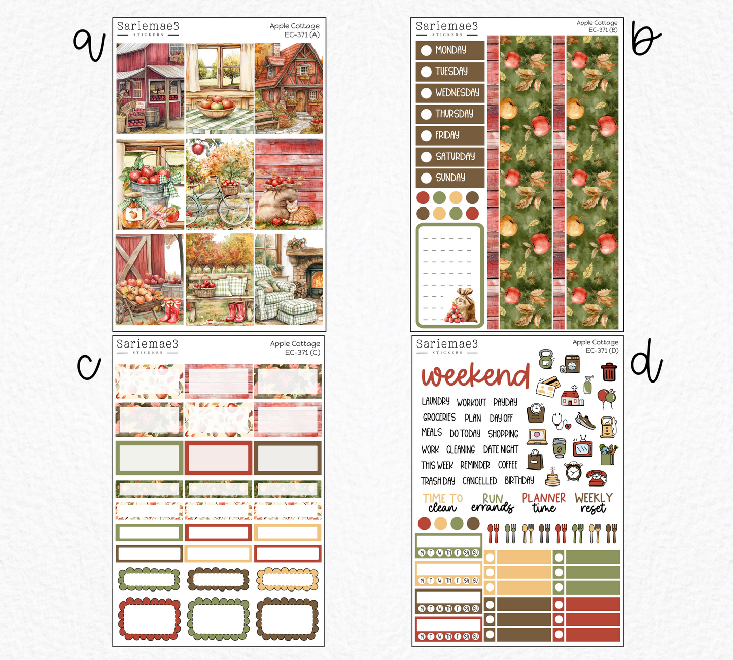 Vertical Weekly Kit, Apple Cottage, V-371
