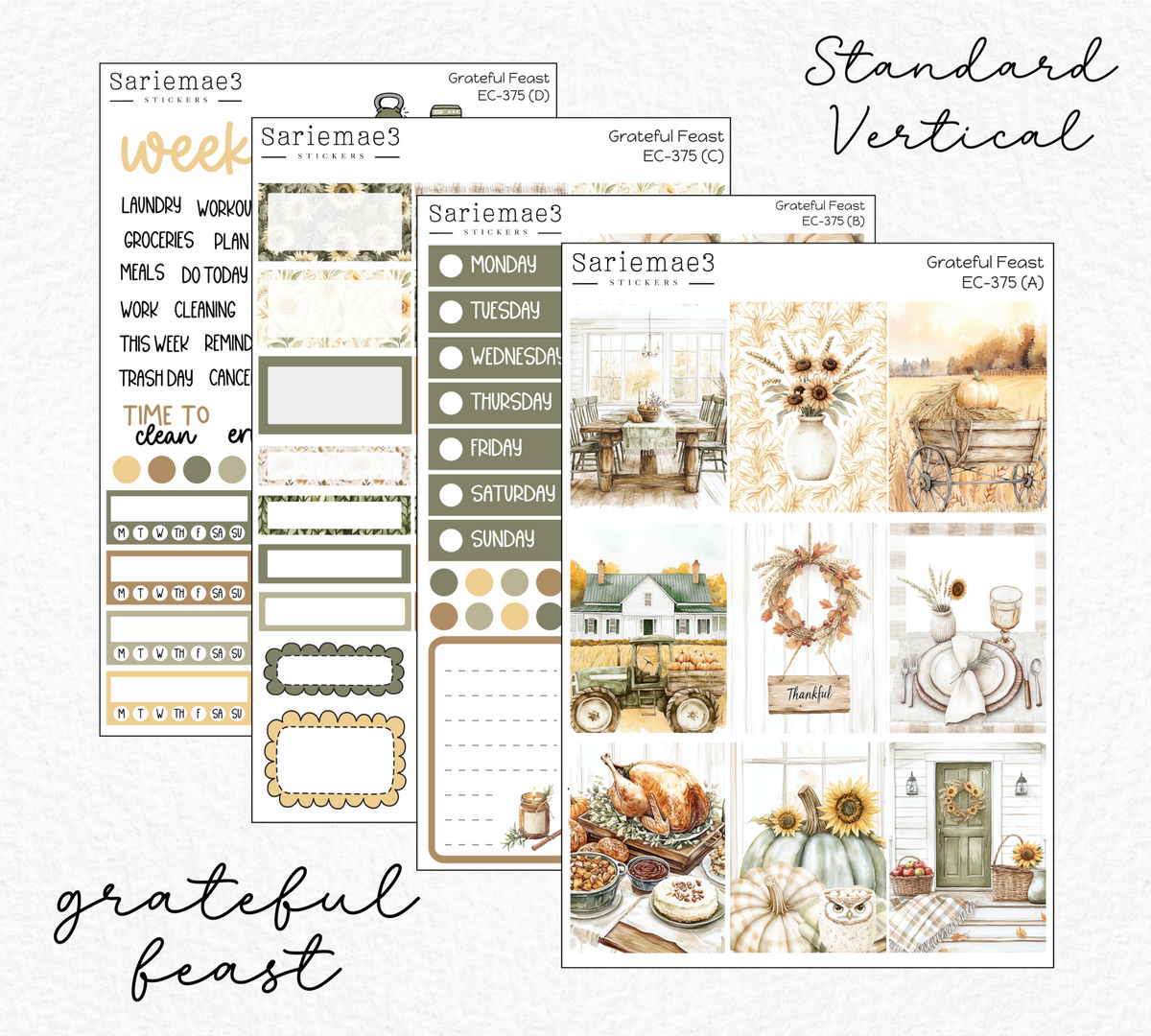 Vertical Weekly Kit, Grateful Feast, V-375