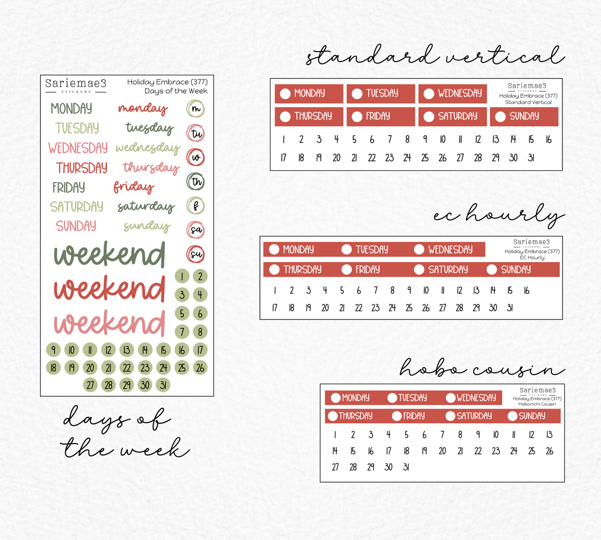 Weekly Kit Add Ons, Holiday Embrace, Kit 377