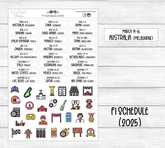 F1 (Formula 1) 2025 Schedule