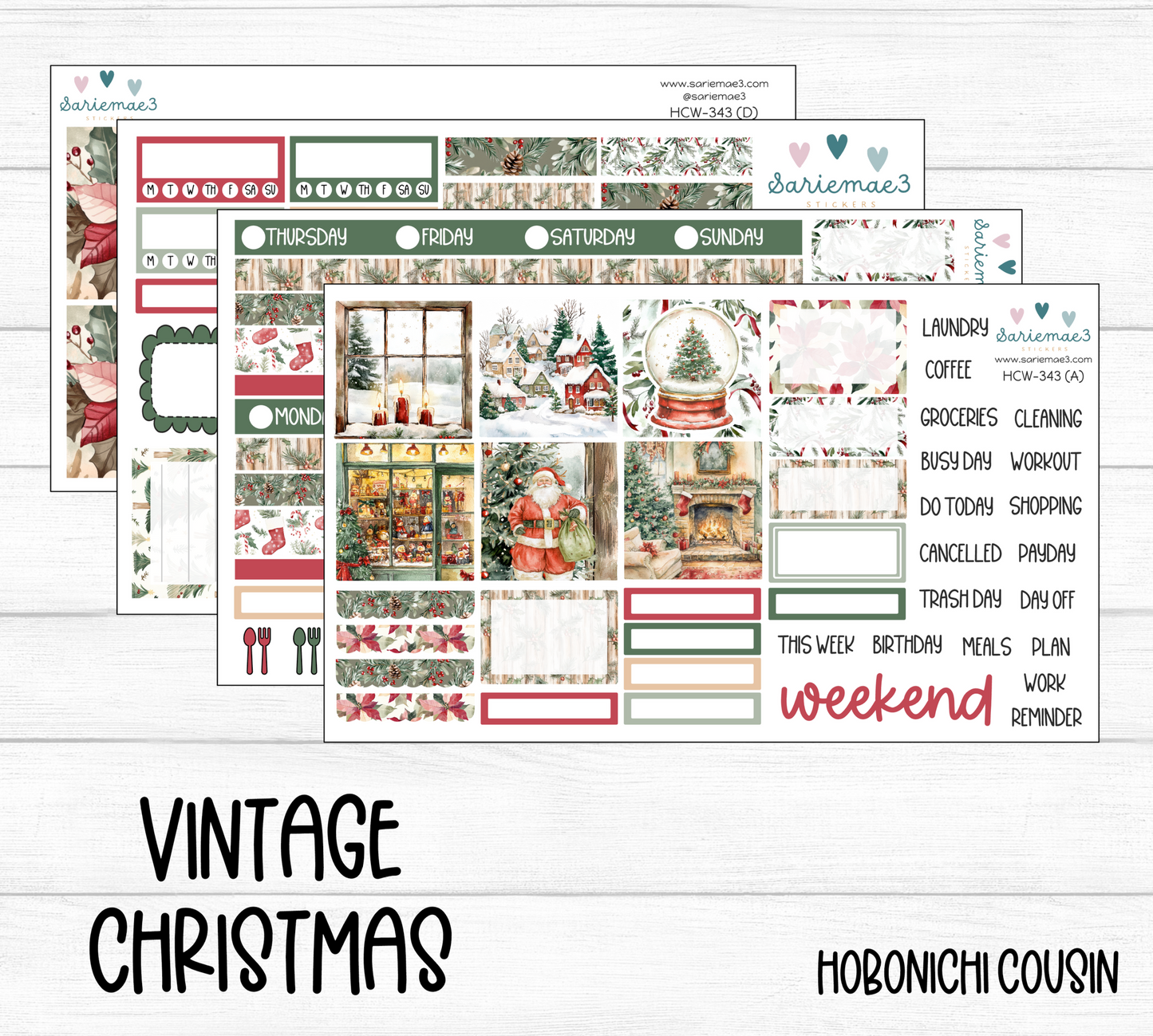 Hobonichi Cousin Kit, Vintage Christmas, HCW-343