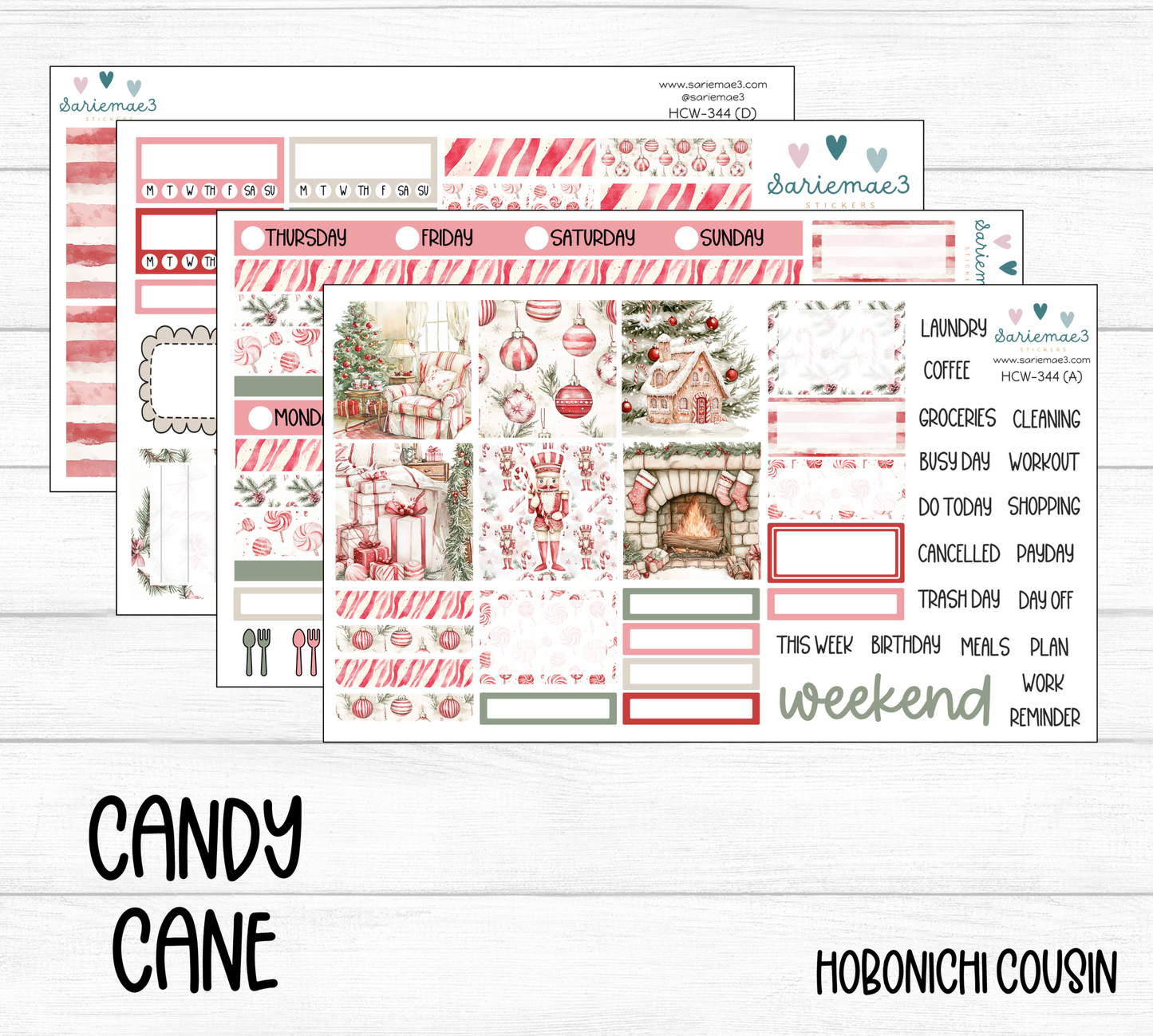 Hobonichi Cousin Kit, Candy Cane, HCW-344