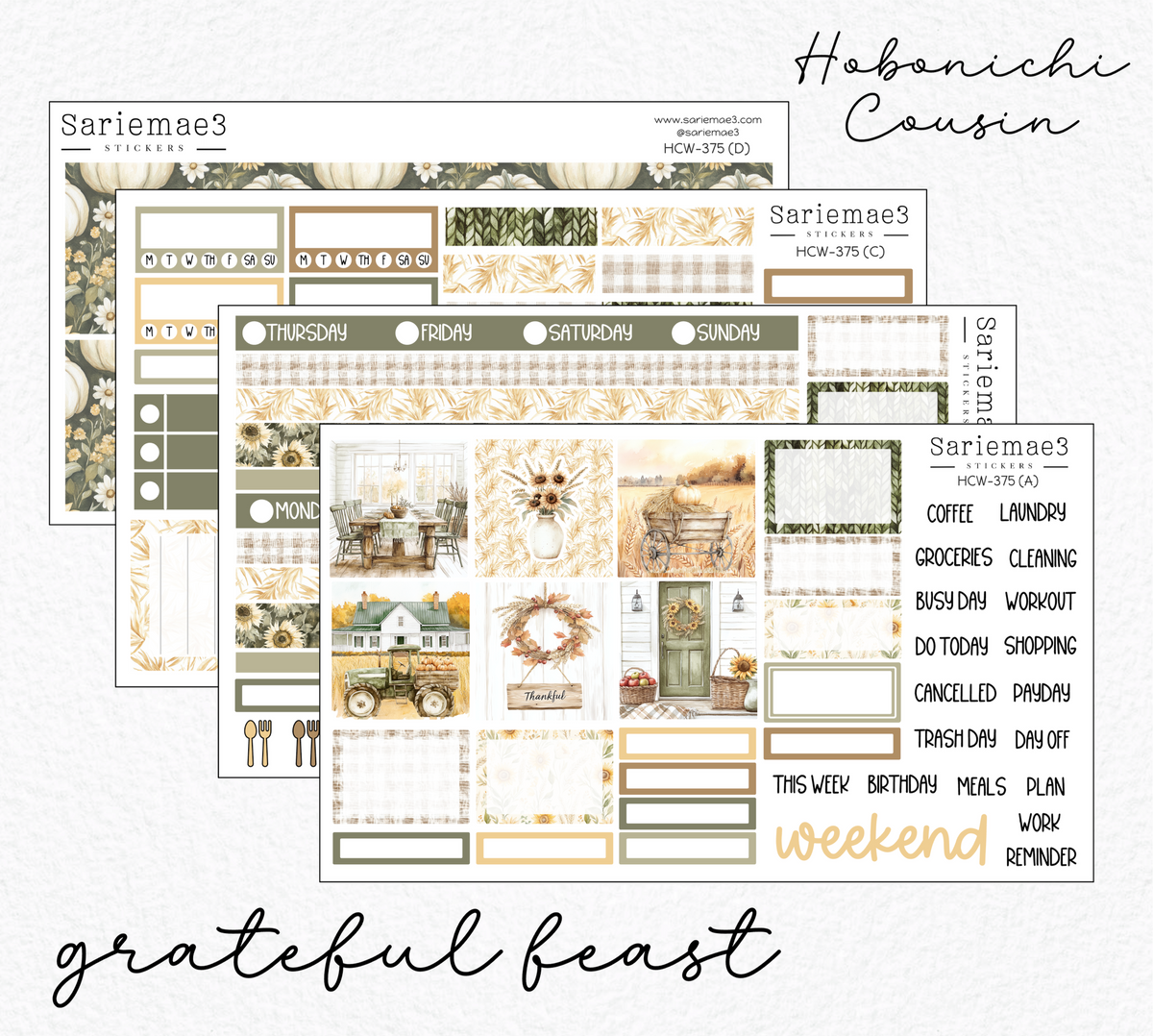 Hobonichi Cousin Kit, Grateful Feast, HCW-375