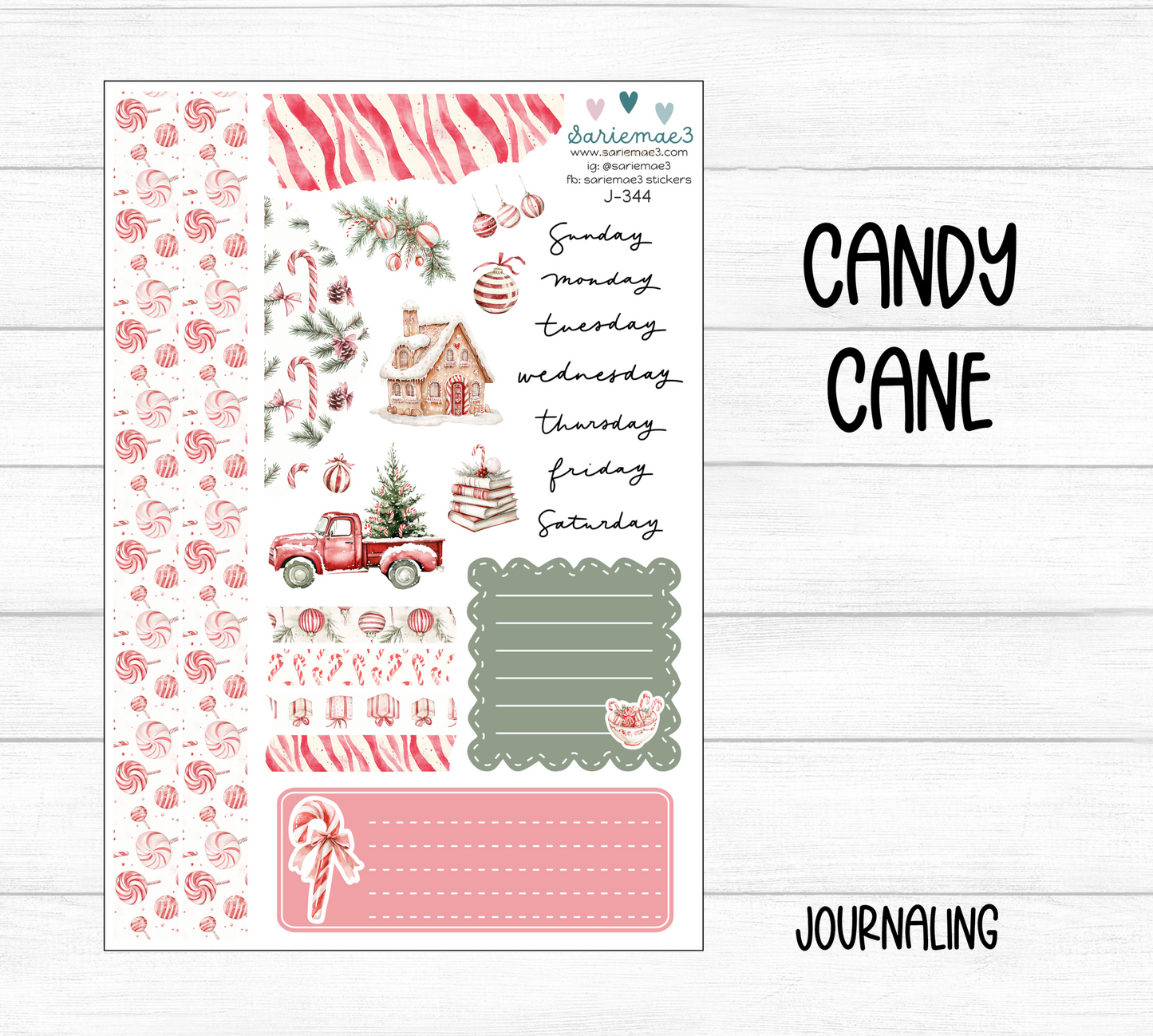 Journaling Kit, Candy Cane, J-344