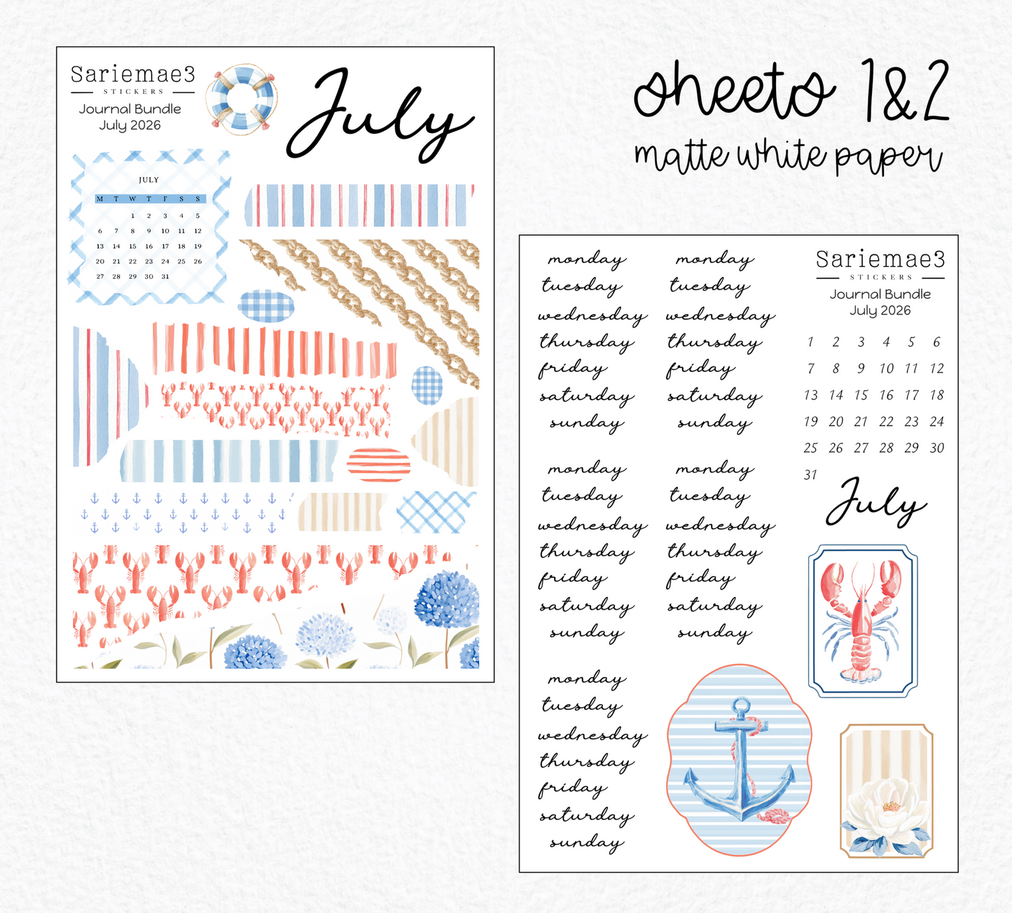 July Journal Bundle (20% off) LIMITED TIME! Available 6/1-6/30