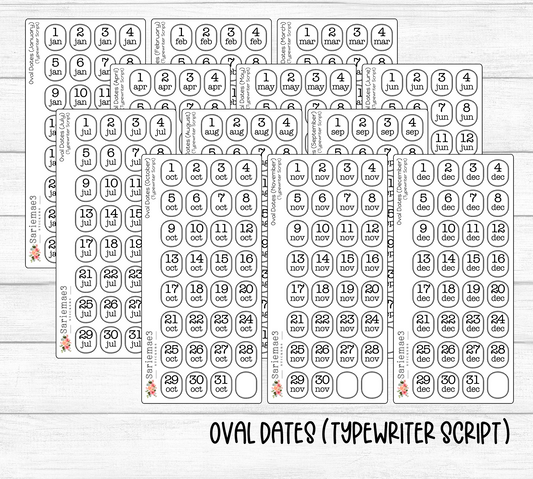 Oval Dates (Typewriter Script)