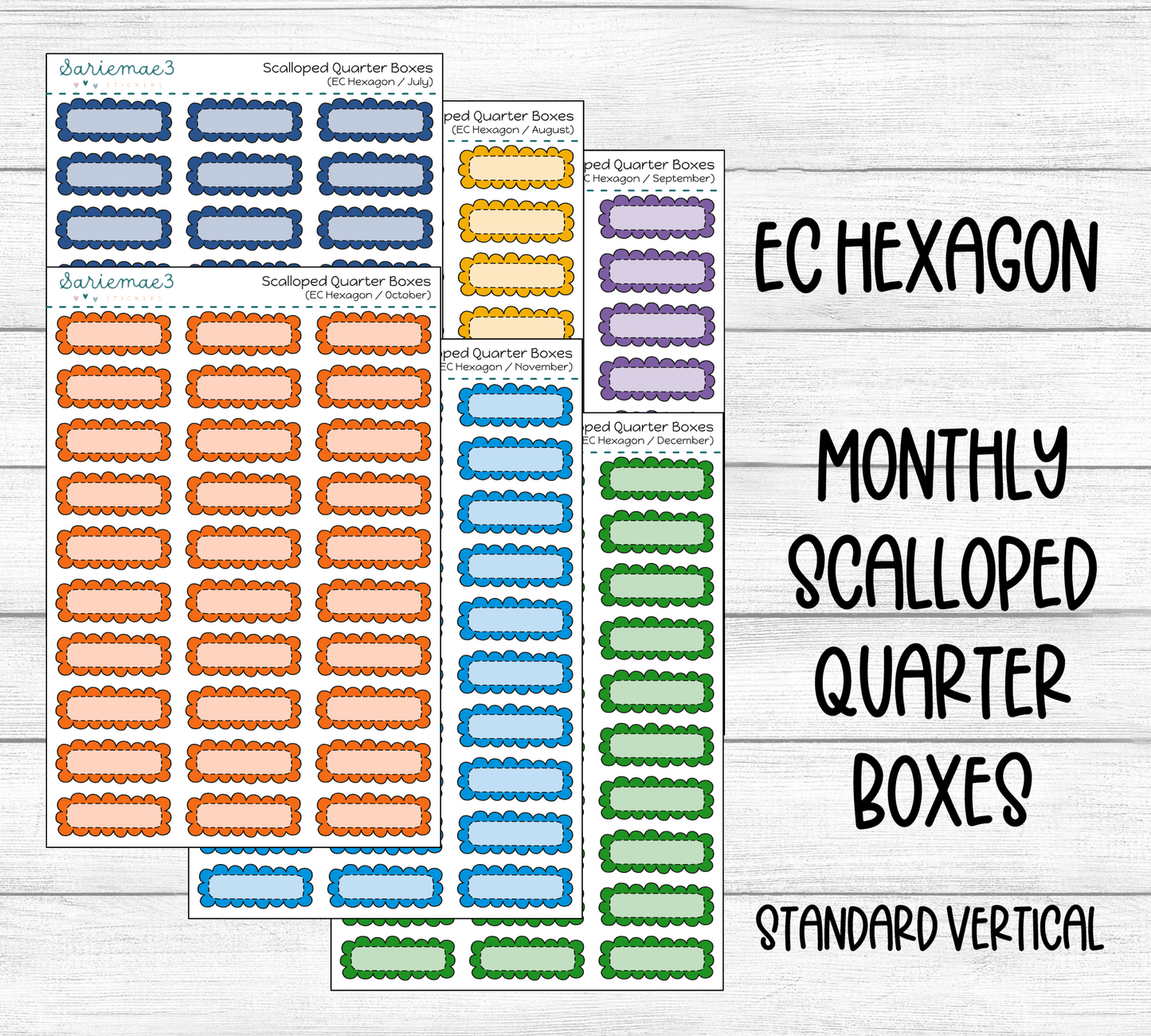 Scalloped Quarter Boxes (EC Hexagon)
