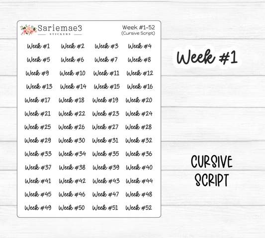 Weeks 1-52 (Cursive)