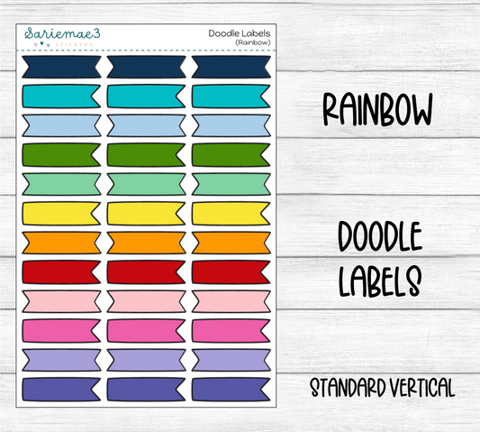 Doodle Labels (Rainbow)
