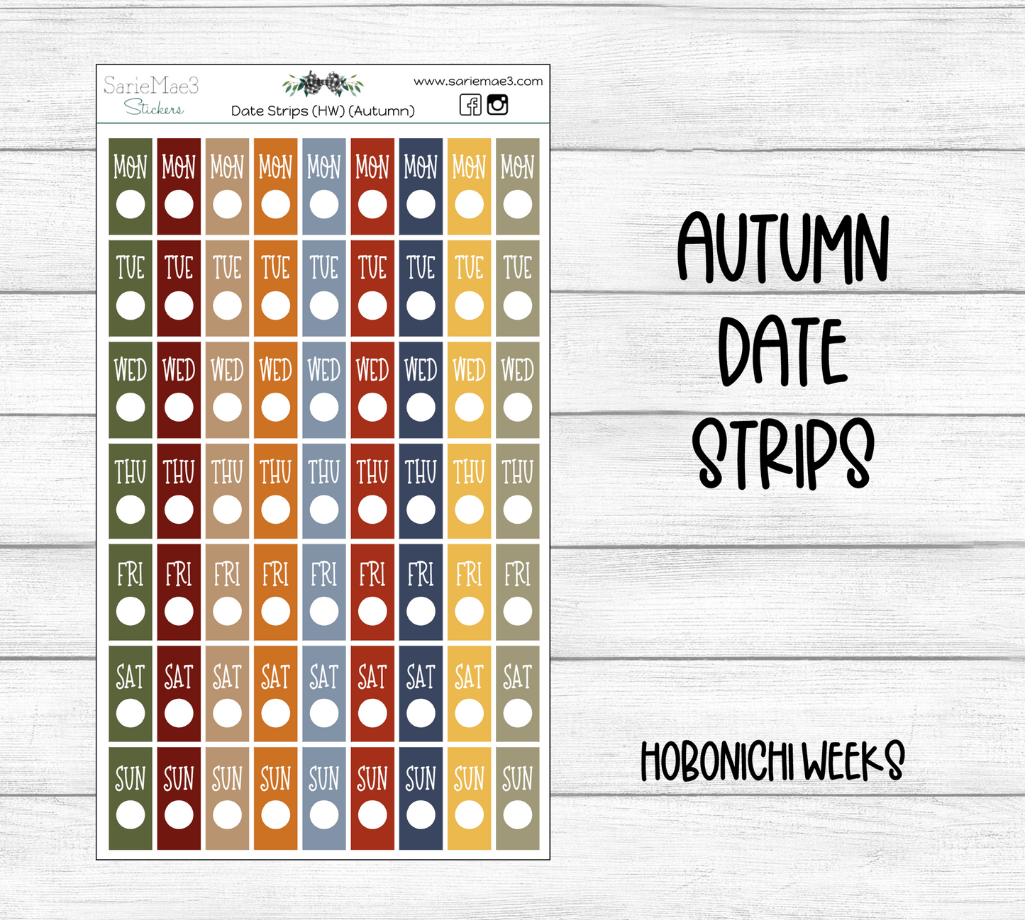 Date Strips (Autumn) Hobo Weeks