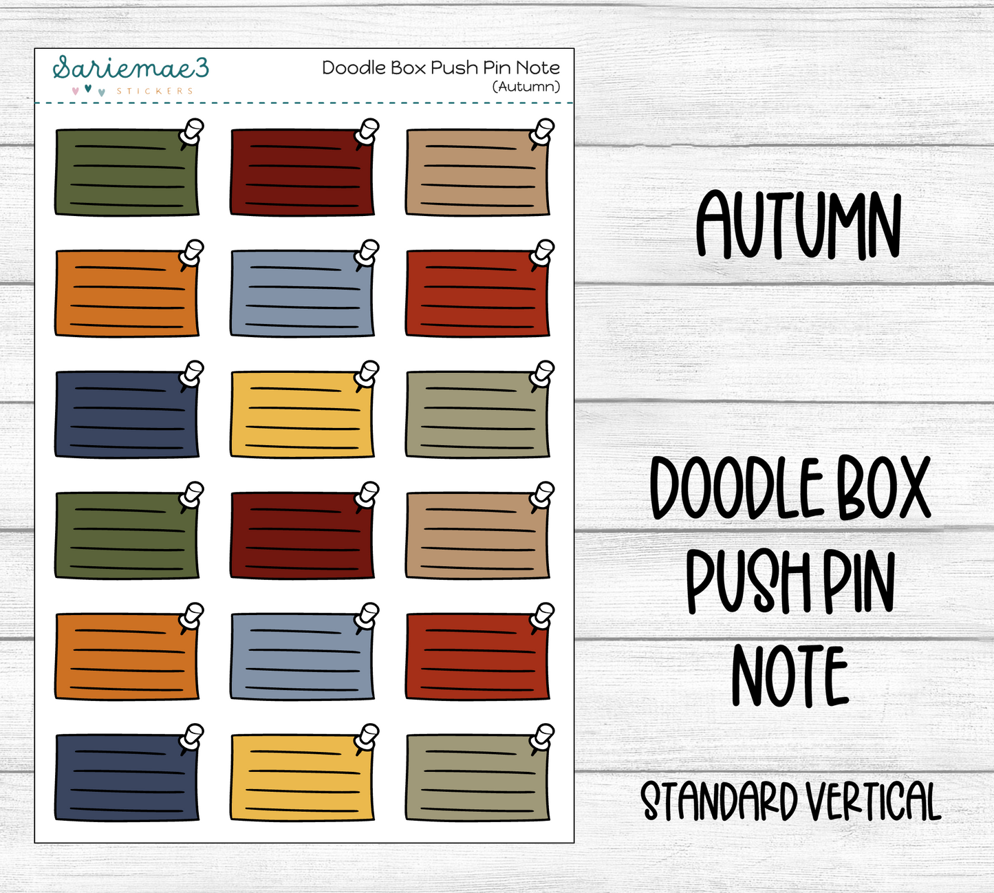 Doodle Box Push Pin Note (Autumn)