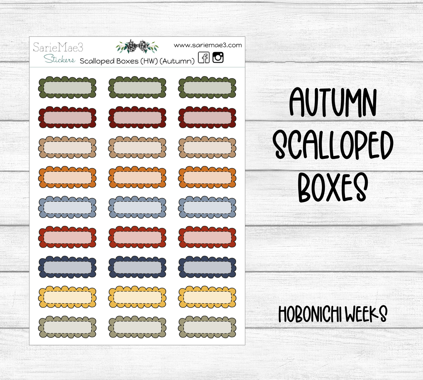 Scalloped Boxes (Autumn) Hobo Weeks