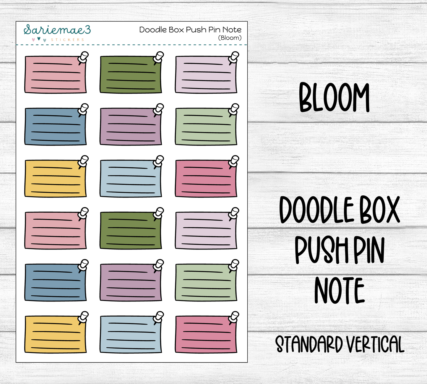 Doodle Box Push Pin Note (Bloom)