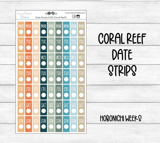 Date Strips (Coral Reef) Hobo Weeks