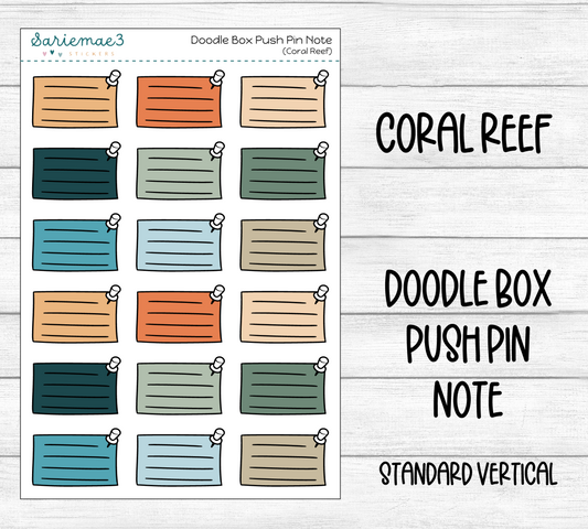 Doodle Box Push Pin Note (Coral Reef)