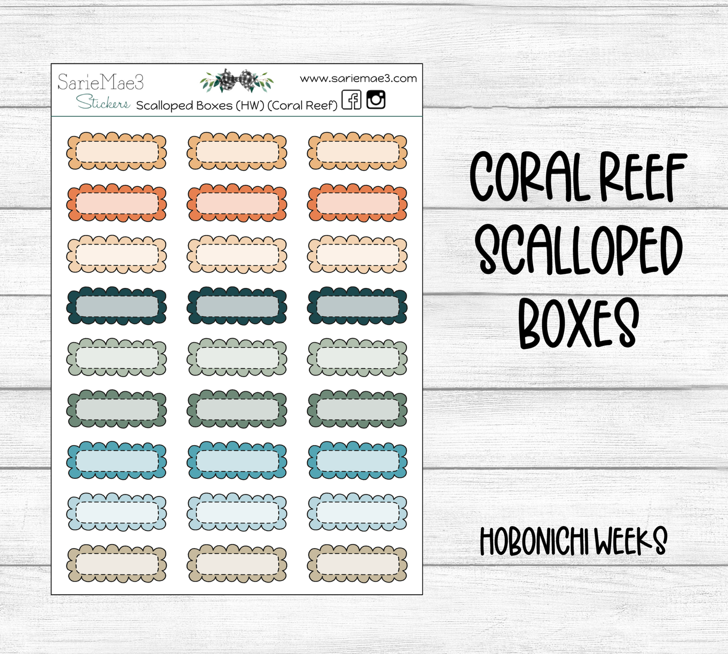 Scalloped Boxes (Coral Reef) Hobo Weeks