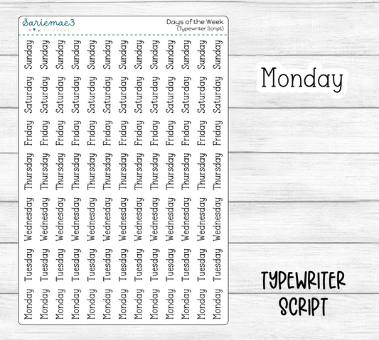 Days of the Week (Typewriter)