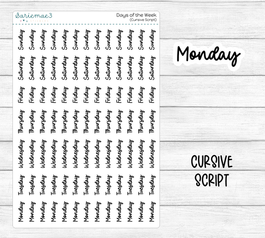 Days of the Week (Cursive)