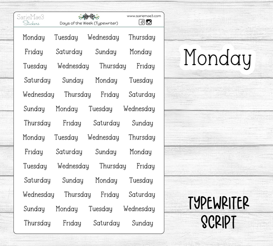Days of the Week (Typewriter)