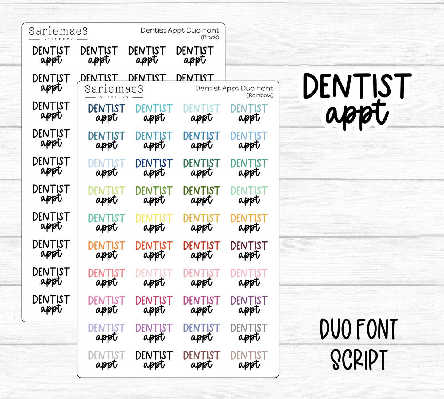 Dentist Appt (Duo Font)