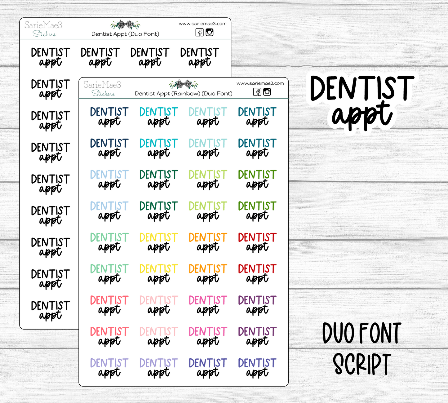 Dentist Appt (Duo Font)