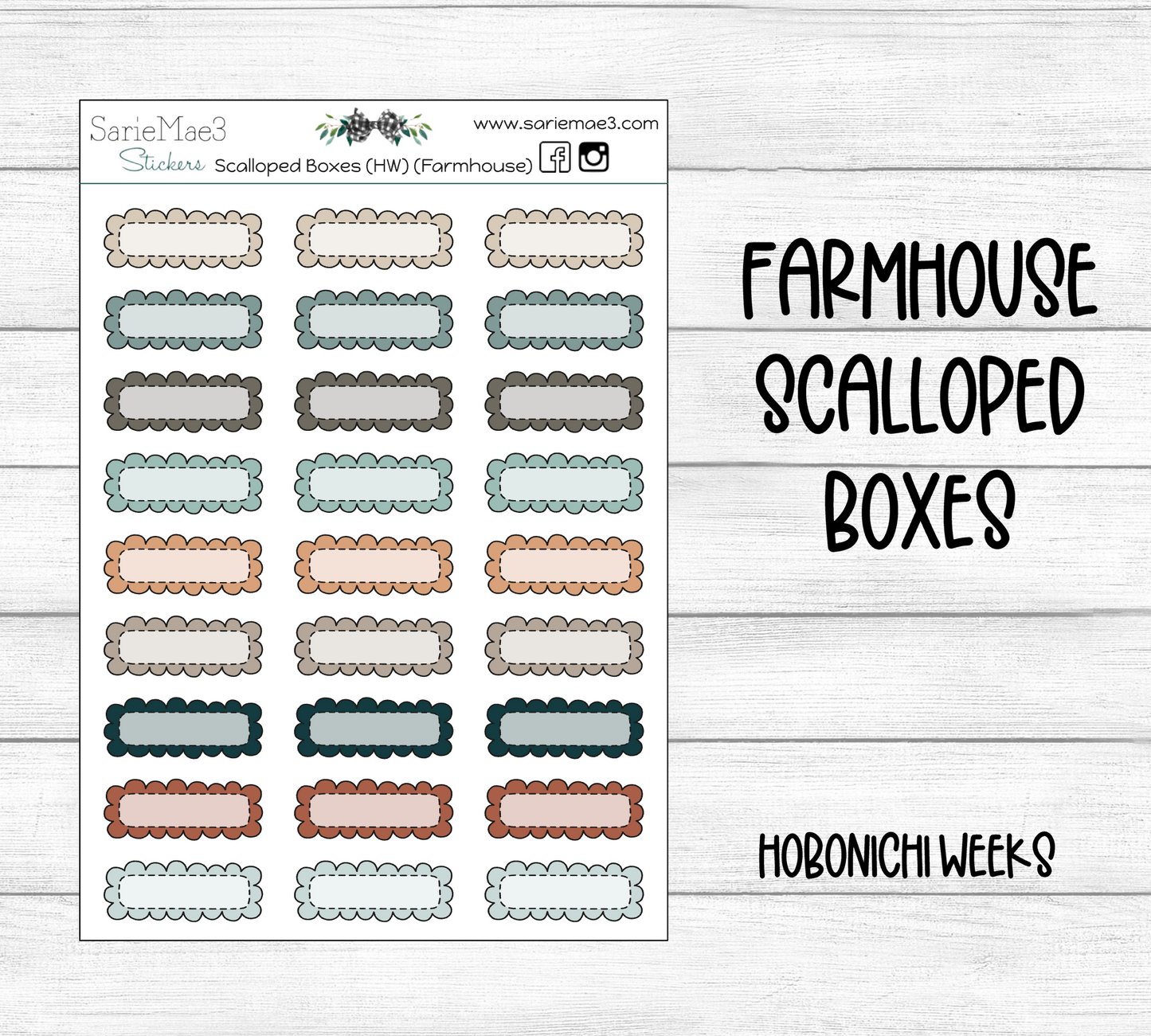 Scalloped Boxes (Farmhouse) Hobo Weeks