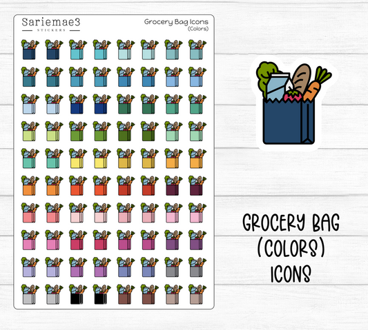 Grocery Bag (Colors) Icons (Reformatted)