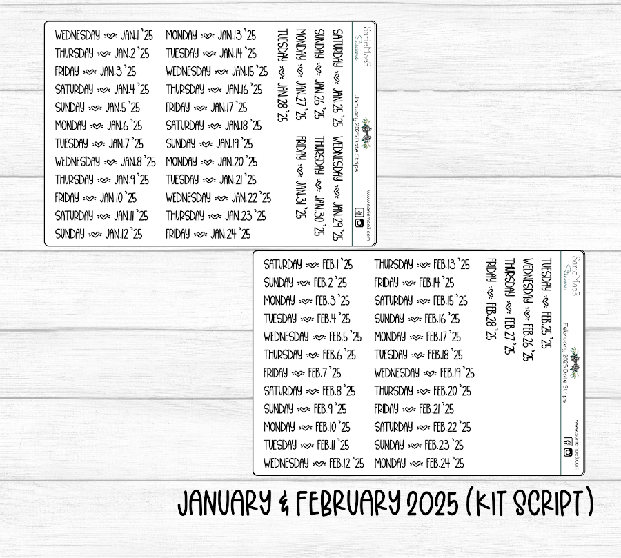 2025 Date Strips (Kit Font)