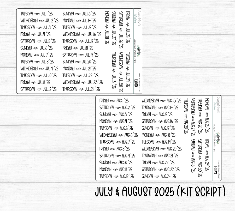 2025 Date Strips (Kit Font)