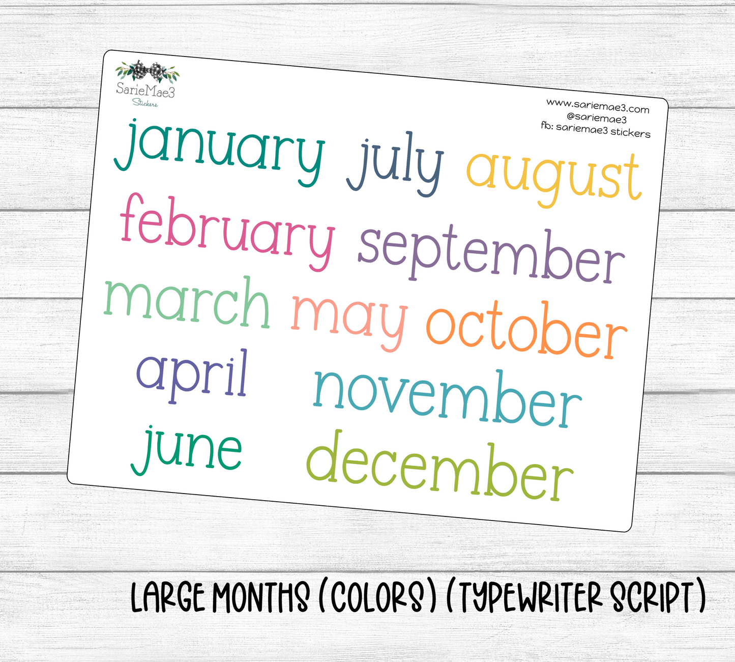 Large Months (EC Colors) (Typewriter)