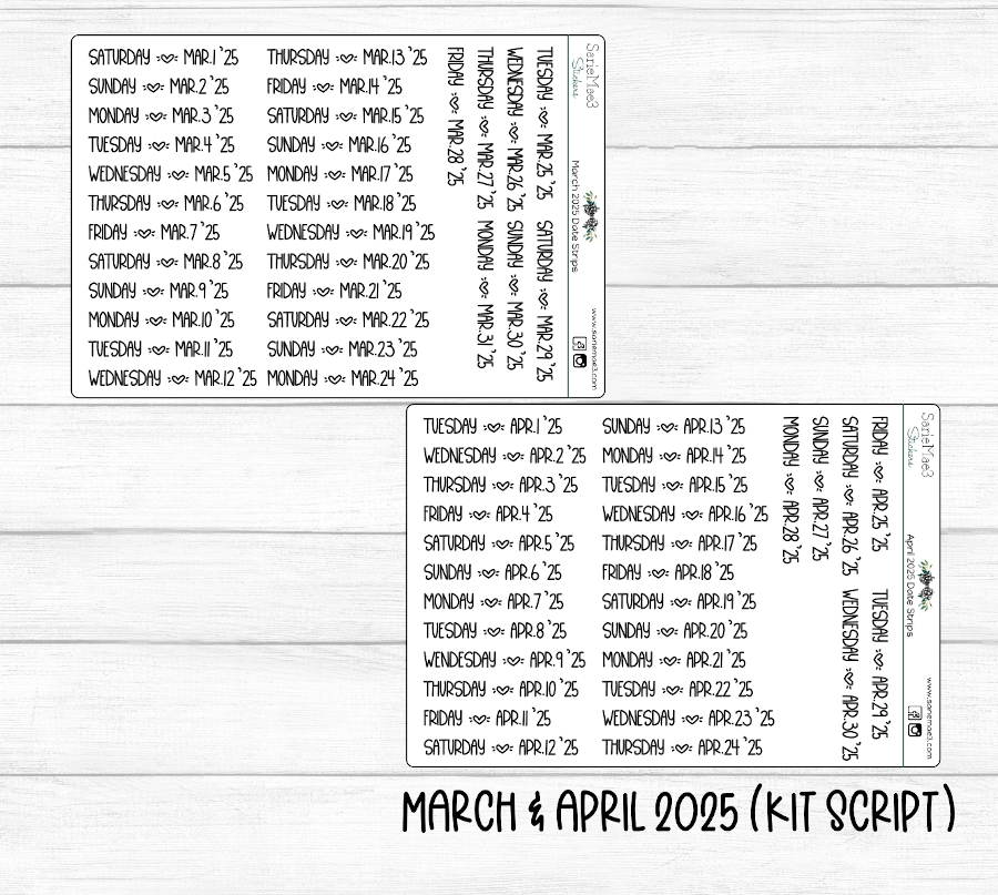 2025 Date Strips (Kit Font)