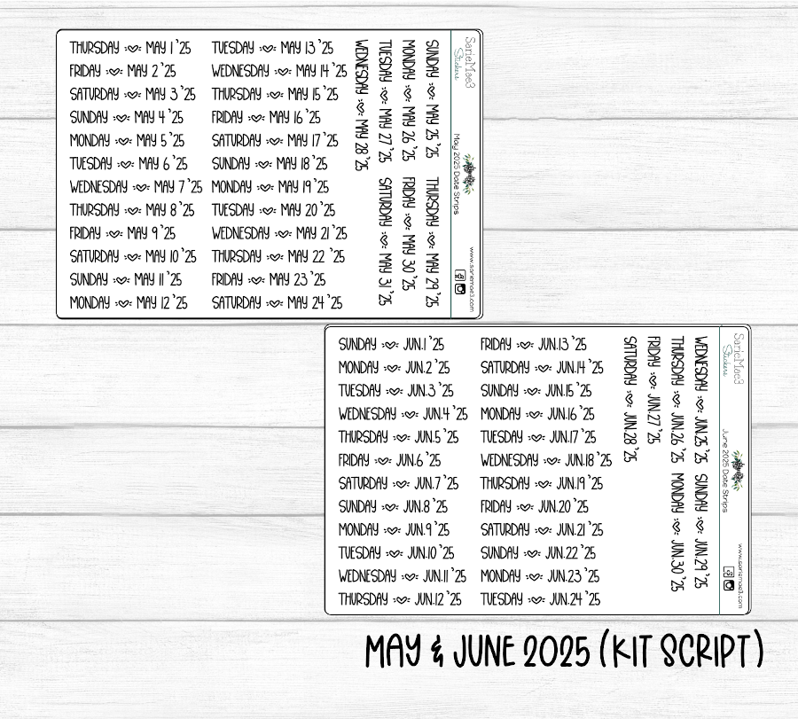 2025 Date Strips (Kit Font)