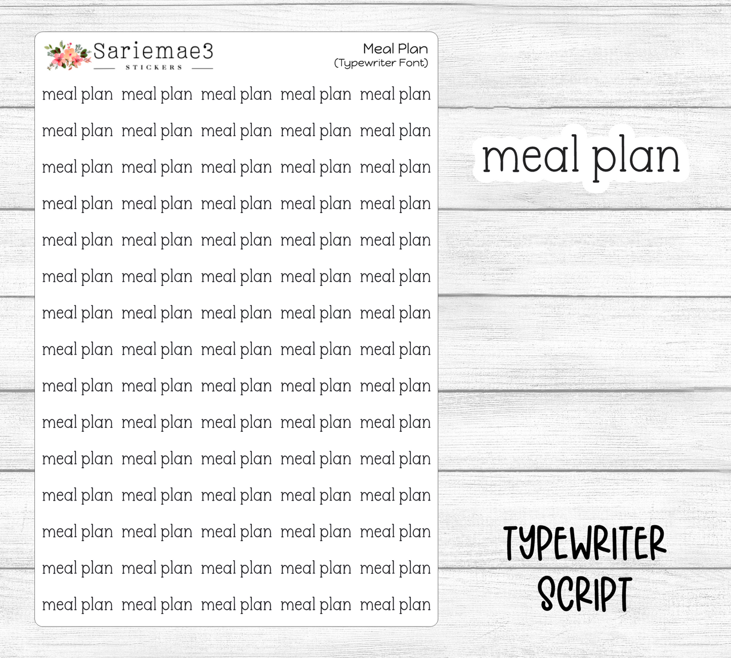 Meal Plan (Typewriter)