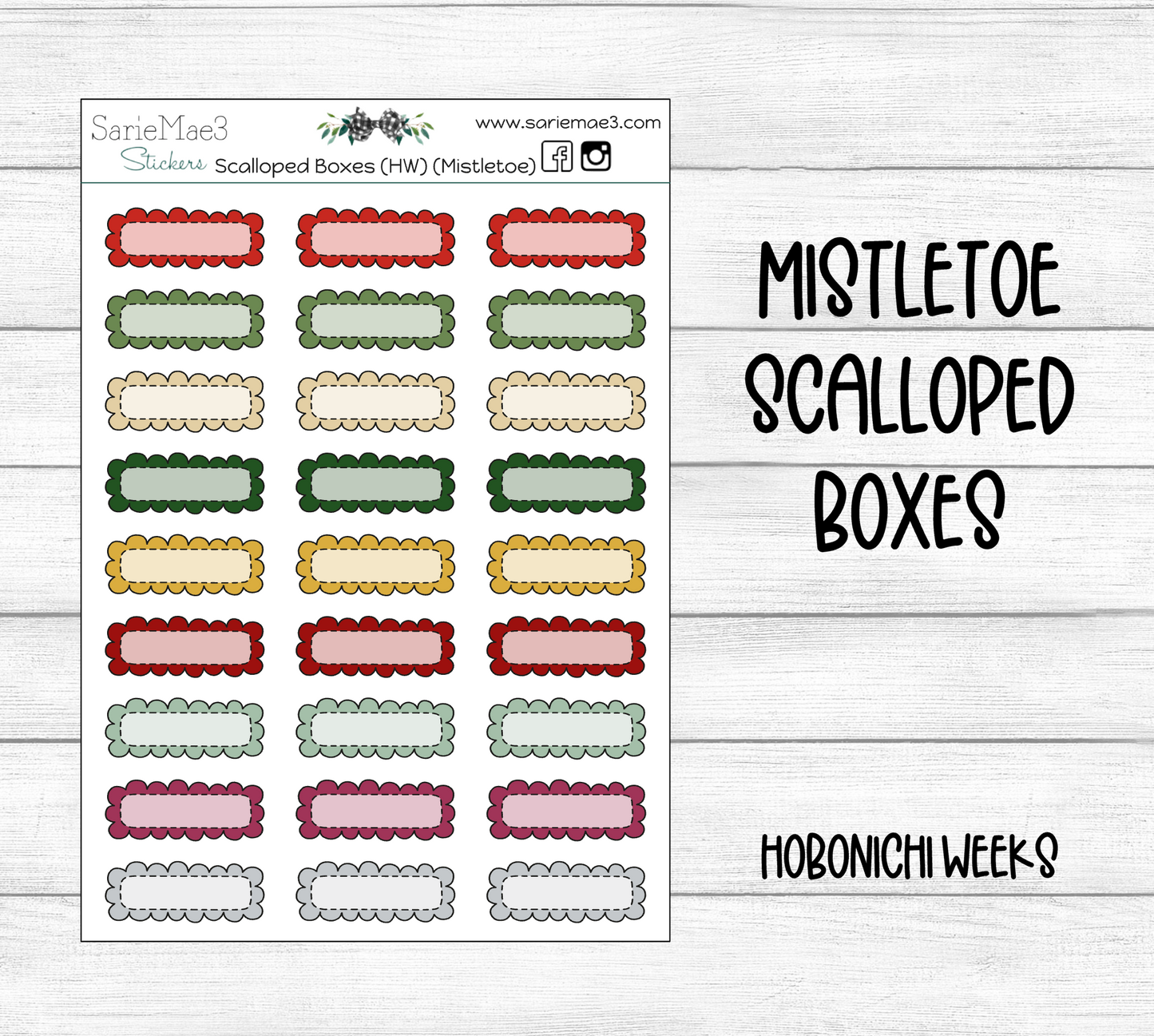 Scalloped Boxes (Mistletoe) Hobo Weeks