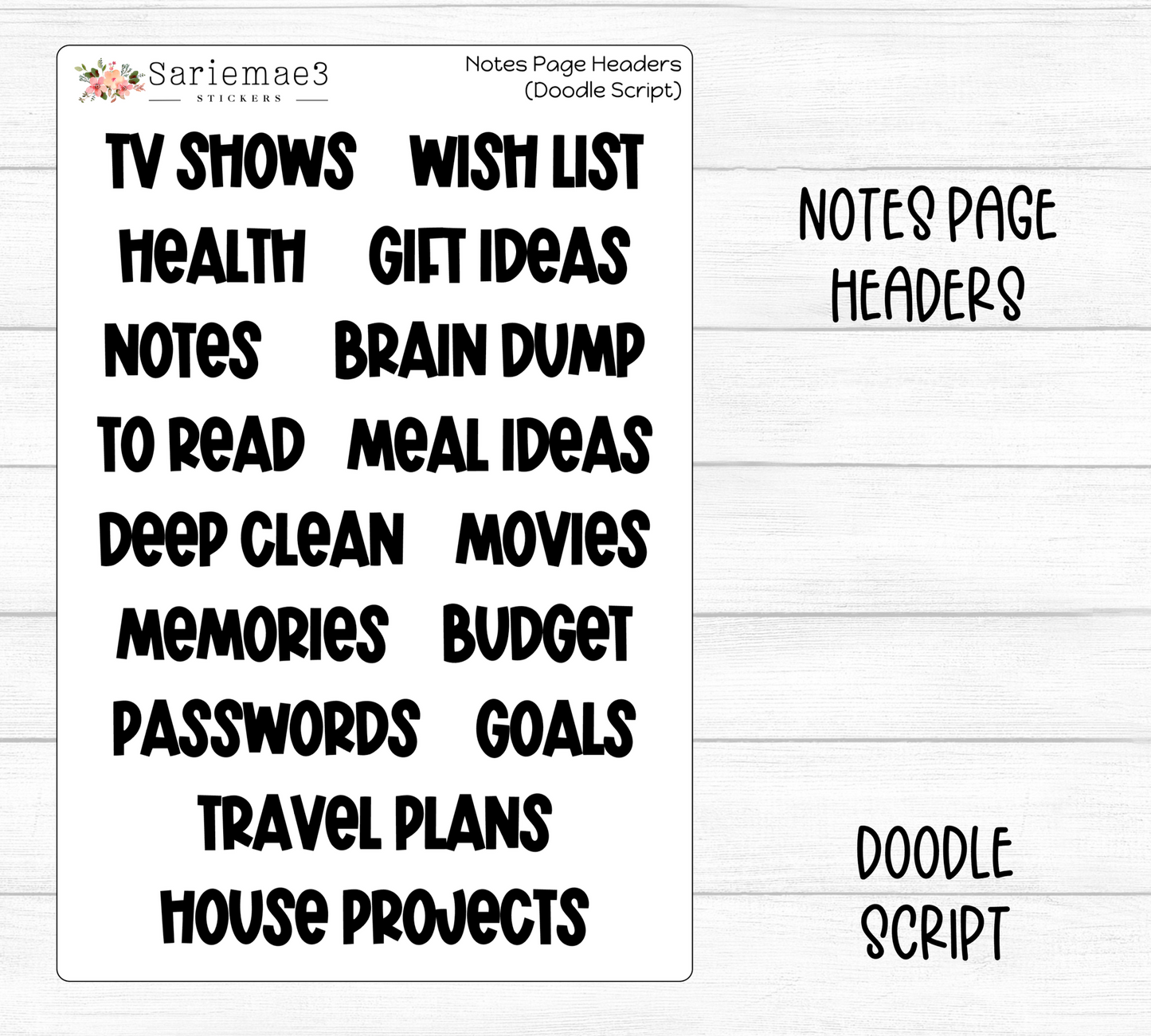 Notes Page Headers (Doodle)