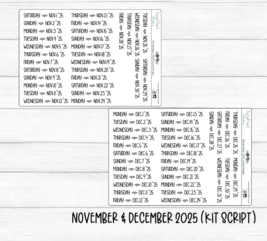 2025 Date Strips (Kit Font)