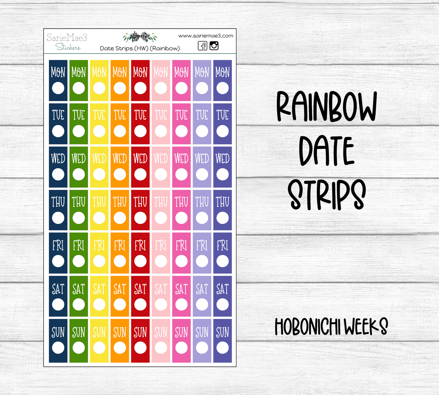 Date Strips (Rainbow) Hobo Weeks