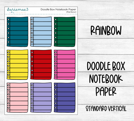 Doodle Box Notebook Paper (Rainbow)