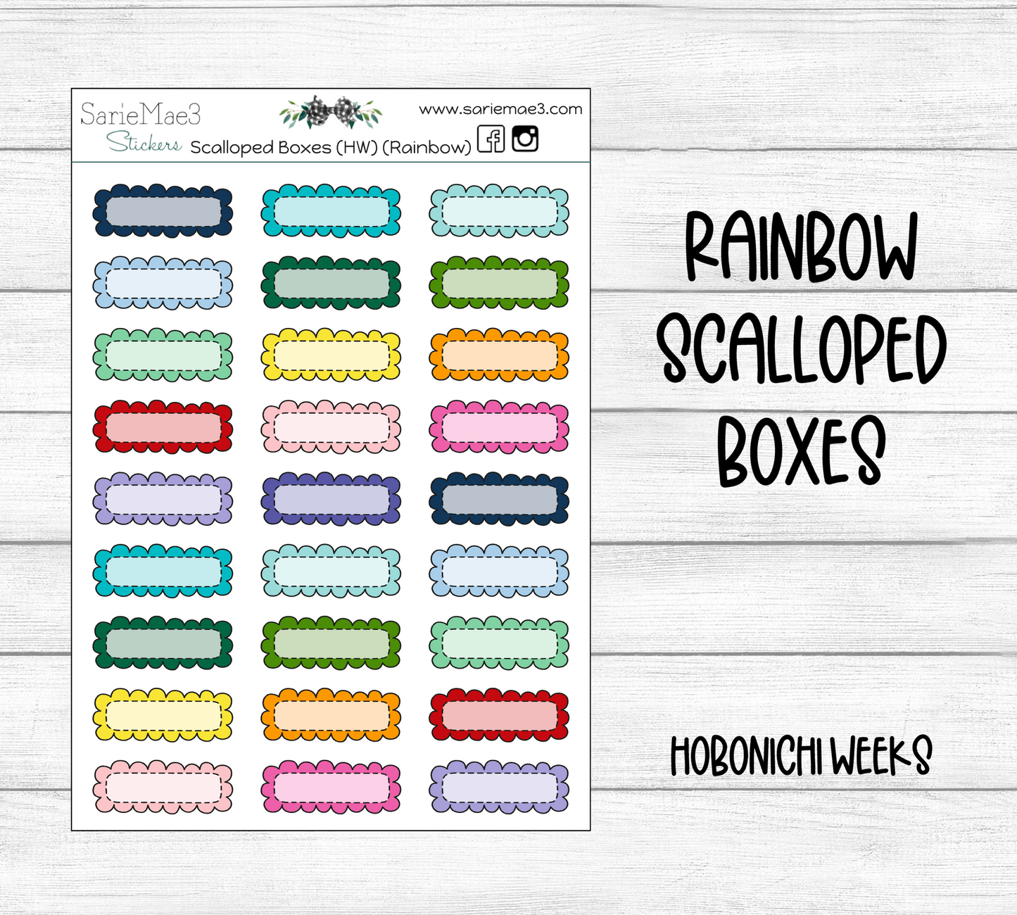 Scalloped Boxes (Rainbow) Hobo Weeks