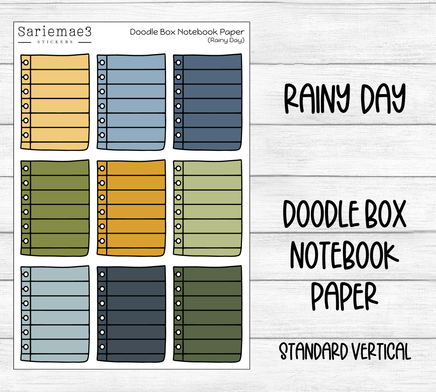 Doodle Box Notebook Paper (Rainy Day)