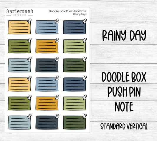 Doodle Box Push Pin Note (Rainy Day)
