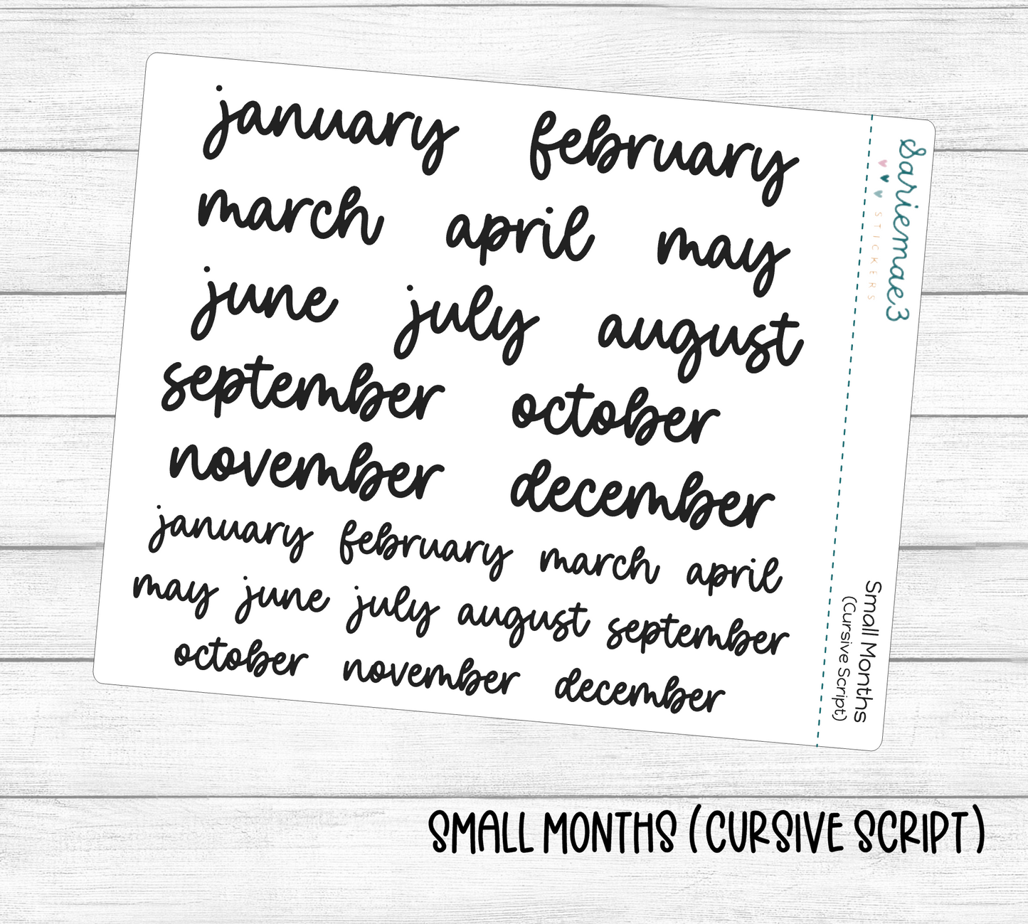 Small Months (Cursive)
