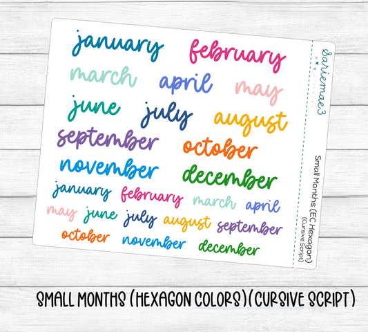 Small Months (EC Hexagon) (Cursive)