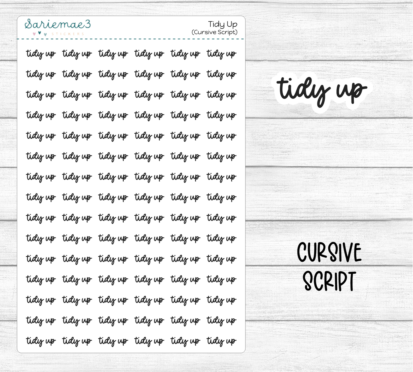 Tidy Up (Cursive)