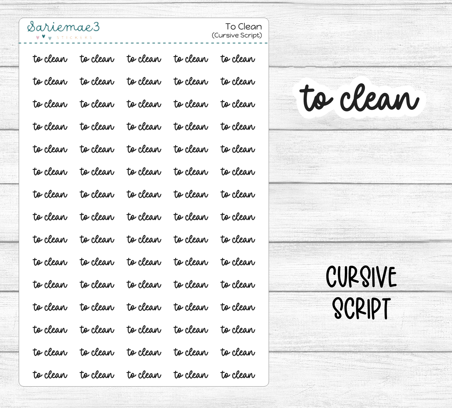 To Clean (Cursive)